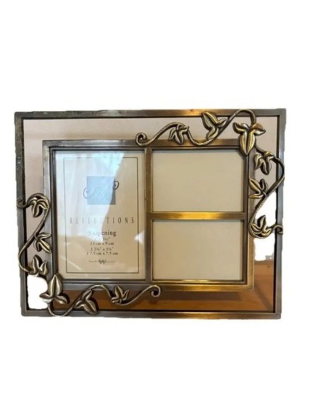 Brass Collage Frame 9 1/2” X 7 1/2” Horizontal Or Vertical vines 2.5X3 and 3.5X5